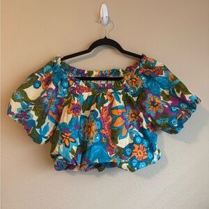 Jennifer & Grace two piece floral off the shoulder top & maxi skirt set